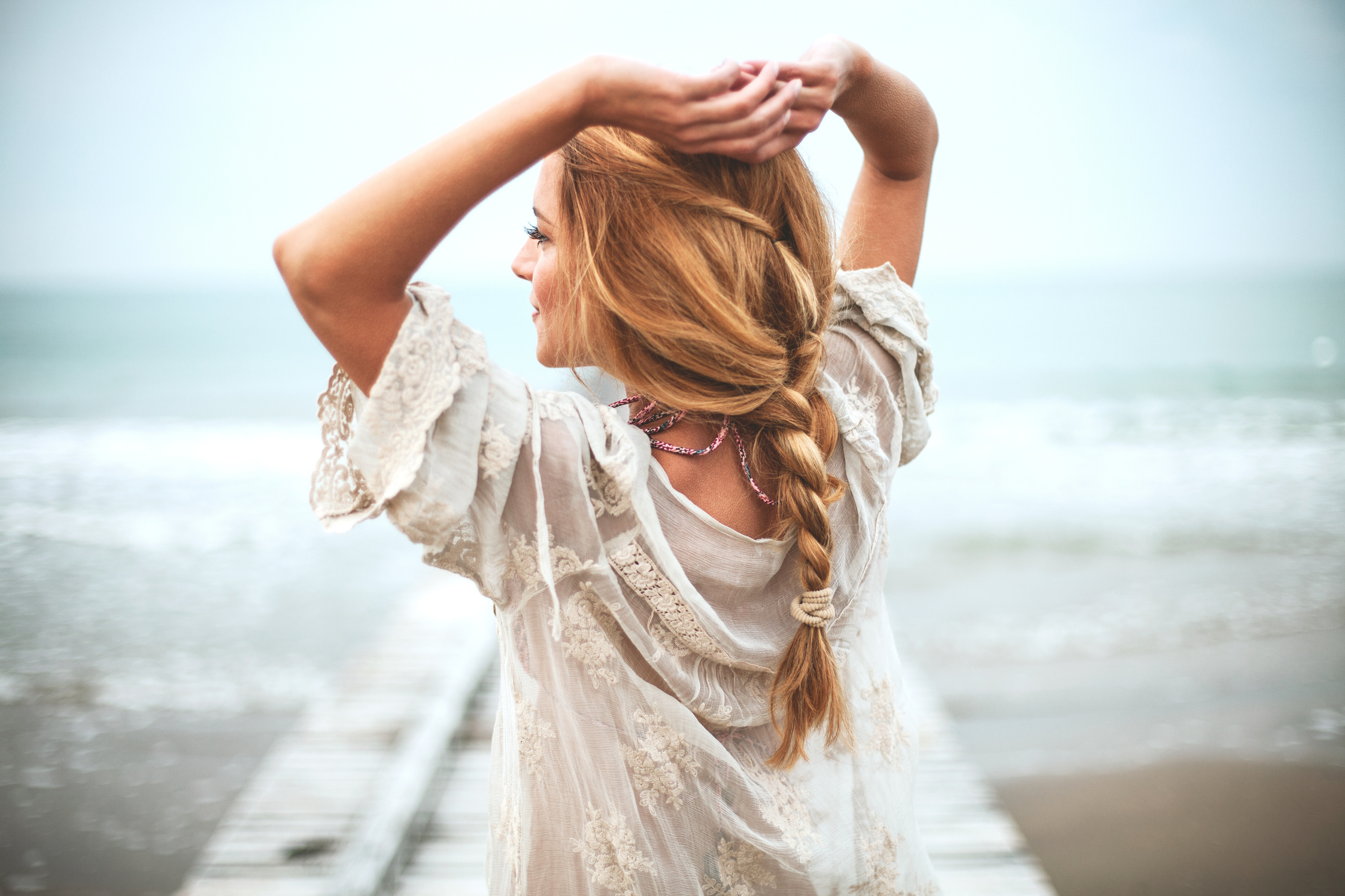 Dreamy girl  on beach